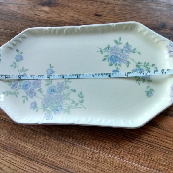 Vintage Blue Bell Flower Ceramic Tray Furukawa Japan Rectangular 12"x6.5" - Picture 9 of 12